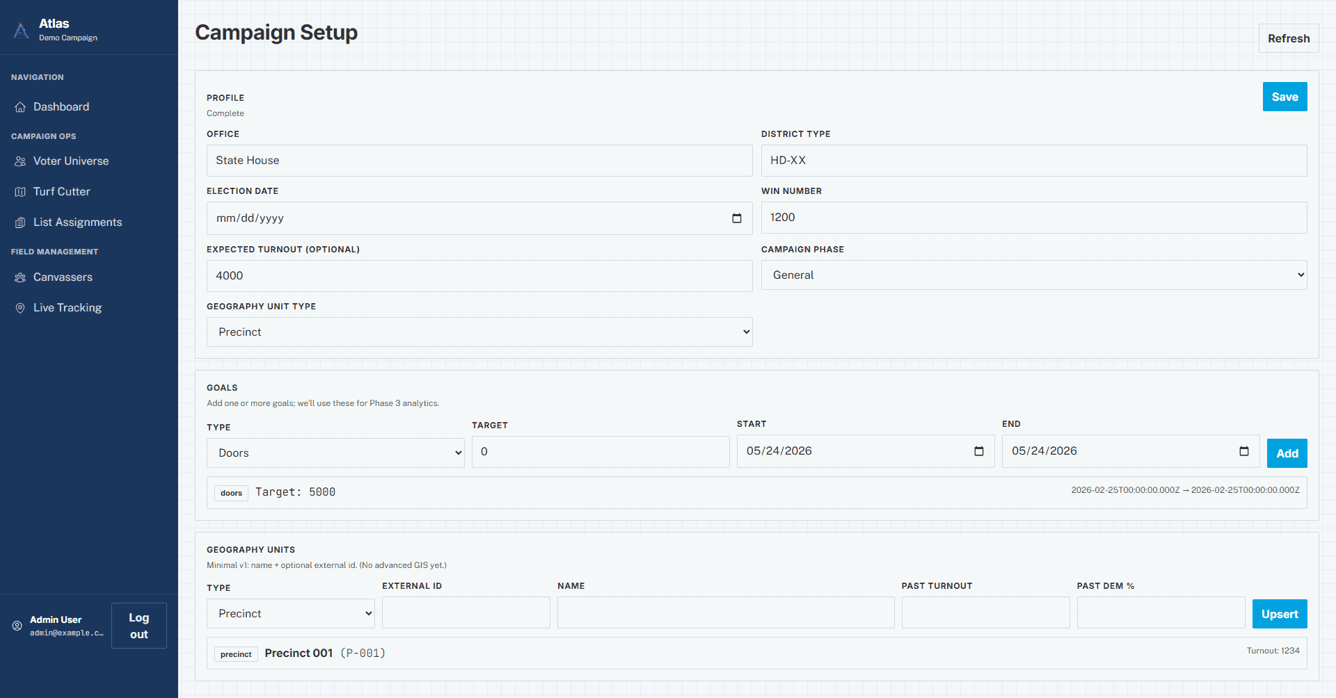 Screenshot of an Atlas field organizing workflow.